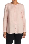 Eileen Fisher Round Neck Linen Shirt In Powdr