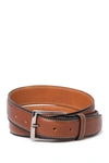 Duchamp Feather Edge Stitch Leather Belt In Cognac