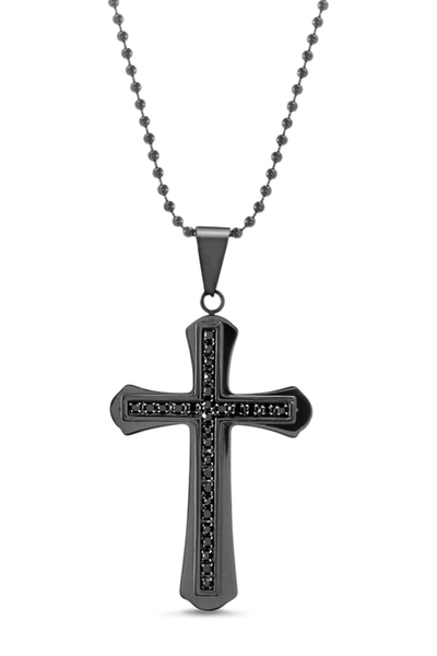 Steve Madden Black Crystal Cross Ball Chain Necklace