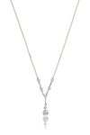 RIVKA FRIEDMAN WHITE RHODIUM CLAD LAYERED CZ DROP NECKLACE,606492069701