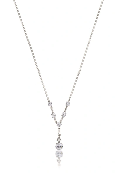 Rivka Friedman White Rhodium Clad Layered Cz Drop Necklace