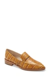 Freda Salvador Women's Light Apron-toe Loafers In Mustard Embossed Croc