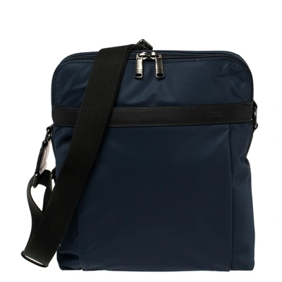 Pre-owned Tumi Navy Blue/black Nylon Freeland Double Zip Crossbody Bag