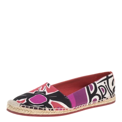 Pre-owned Burberry Multicolor Canvas Insects Of Britain Print Espadrille Flats Size 38.5