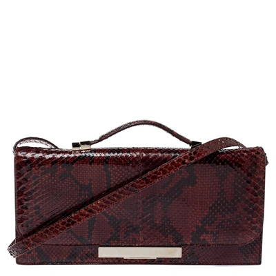 Pre-owned The Row Black/brown Python Classic Baguette Clutch