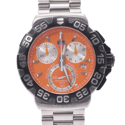 Pre-owned Tag Heuer Orange Stainless Steel Formula 1 Chronograph Cah1113 Men's Wristwatch 41 Mm