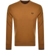 FRED PERRY FRED PERRY CREW NECK SWEATSHIRT BROWN