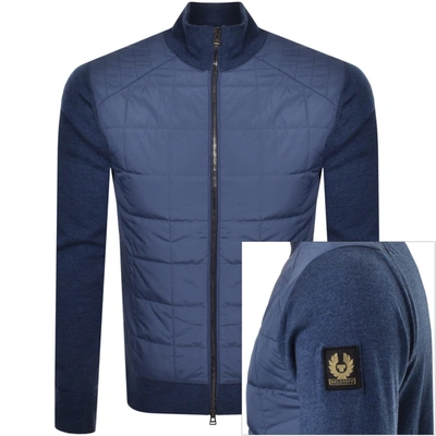 Belstaff Kelby Quilted-shell And Wool Zipped Cardigan In Blue