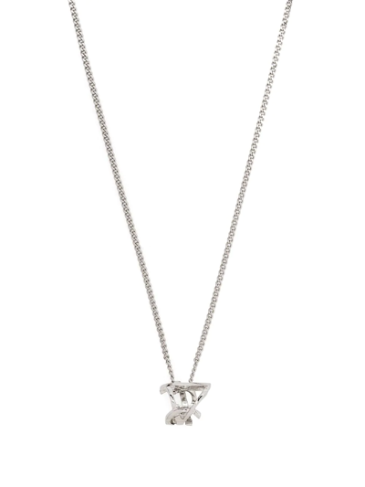 Saint Laurent Prism Charm Necklace In Silver