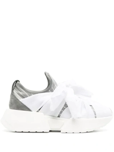 Mm6 Maison Margiela Bow-embellished Slip-on Sneakers In Grey