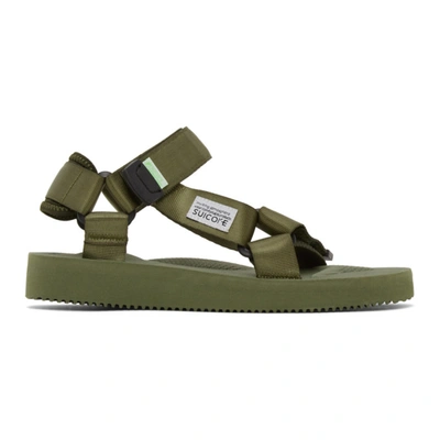Suicoke Touch-strap Flat Sandals In Green