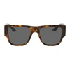 Versace Tortoiseshell Greca Rectangular Sunglasses In Havana