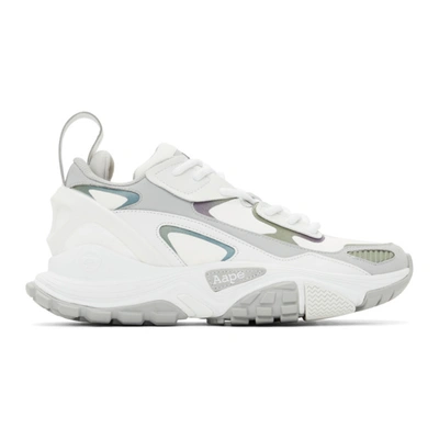 Aape By A Bathing Ape White & Grey Iridescent Dimension Sneakers