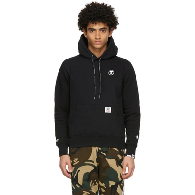 Aape By A Bathing Ape Embroidered Patch Rib-trimmed Hoodie In Black