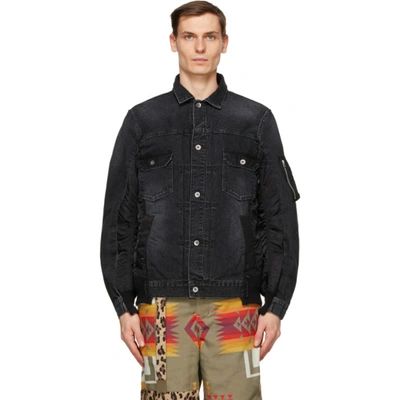 Sacai Black Paneled Denim Jacket