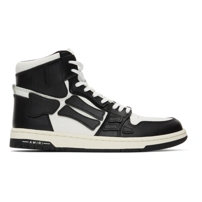 Amiri Skel-top Colour-block Leather High-top Sneakers In White,black