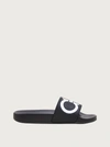 Ferragamo Gancini-print Open-toe Slides In Black