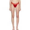 Versace Greca Medusa Waistband Thong In Red