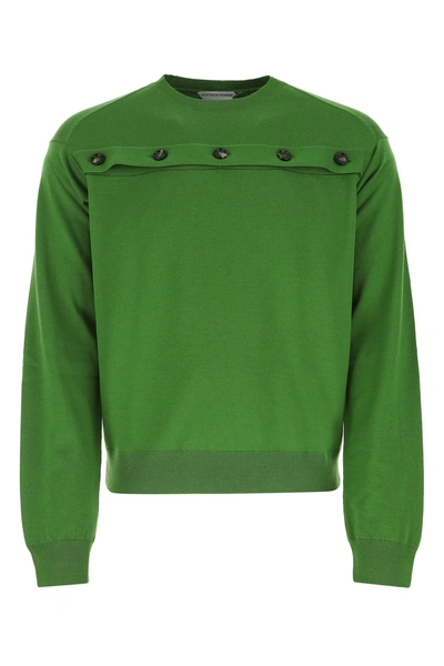 Bottega Veneta Open Button Merino Wool Sweater In Green