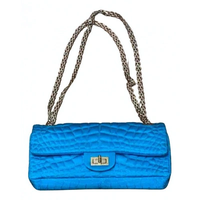 Pre-owned Chanel 2.55 Cloth Crossbody Bag In Blue