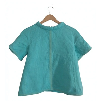 Pre-owned Valentino Linen T-shirt In Turquoise
