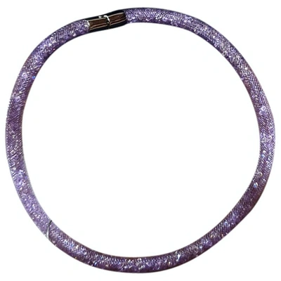 Pre-owned Swarovski Stardust Crystal Necklace In Purple