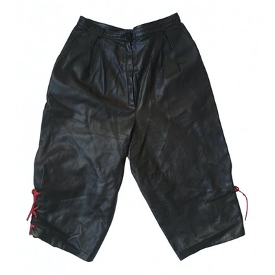 Pre-owned Valentino Leather Short Pants In Black