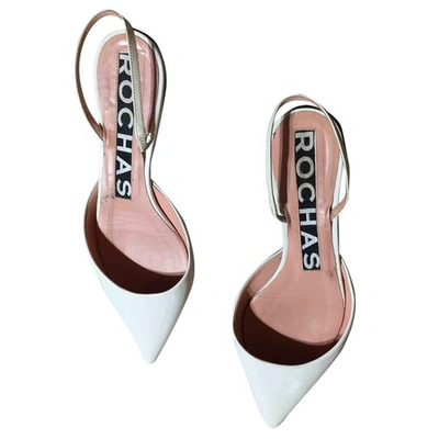 Pre-owned Rochas Patent Leather Ballet Flats In Ecru