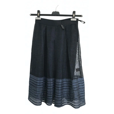 Pre-owned Elie Tahari Linen Mid-length Skirt In Blue