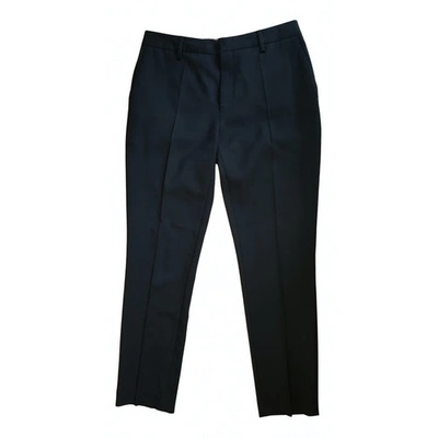 Pre-owned Saint Laurent Wool Straight Pants In Black