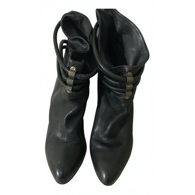 Pre-owned Diesel Leather Ankle Boots In Black