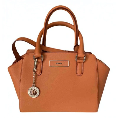 Pre-owned Dkny Leather Handbag In Orange