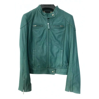 Pre-owned Fendi Leather Jacket In Turquoise