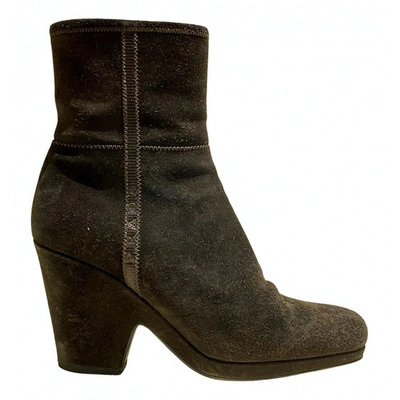 Pre-owned Prada Ankle Boots In Brown