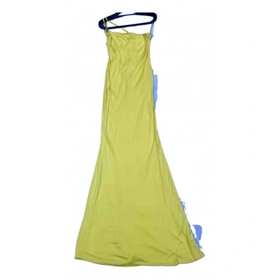 Pre-owned Versace Silk Maxi Dress In Yellow