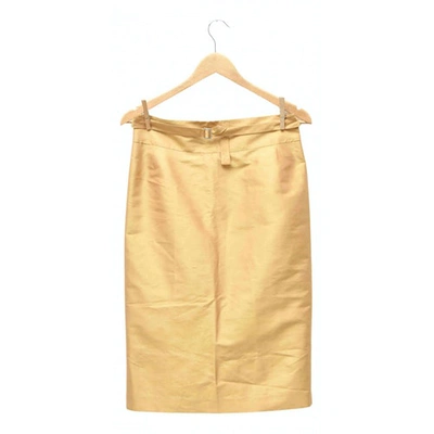 Pre-owned Kenzo Silk Mid-length Skirt In Gold