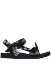 Arizona Love Trekky Paisley-print Buckled Sandals In Black