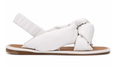 Miu Miu Padded Mordoré Nappa Leather Flat Sandals In White