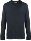 Zadig & Voltaire V-neck Long-sleeve T-shirt In Blue