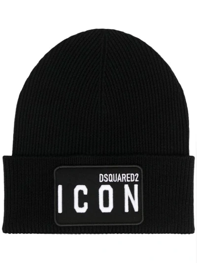 Dsquared2 Icon Beanie Hat In Black