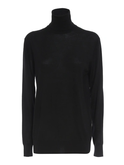 Dolce & Gabbana Black Pullover Silk Cashmere Turtleneck Sweater In Black