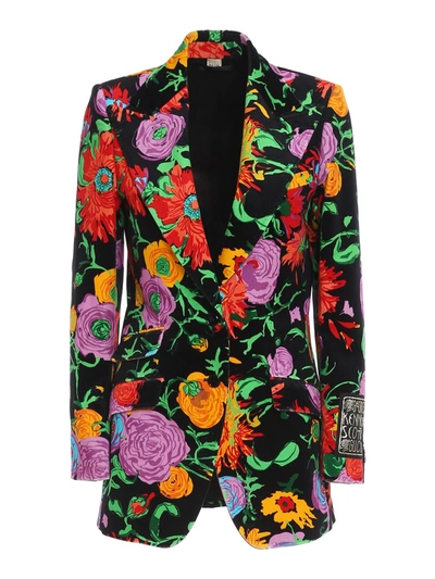 Gucci Black Ken Scott Edition Velvet Floral Jenni Blazer In Multicolour