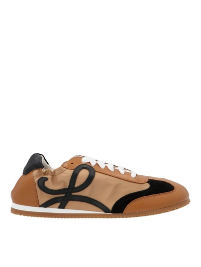 Loewe Ballet Runner Shell, Suede And Leather Sneakers In Tan
