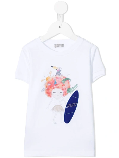 Il Gufo Kids' Cartoon-print Cotton T-shirt In White