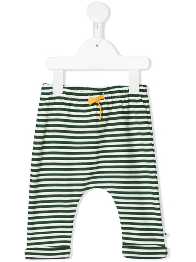 Molo Babies' Stripe-print Drawstring-waist Leggings In Green