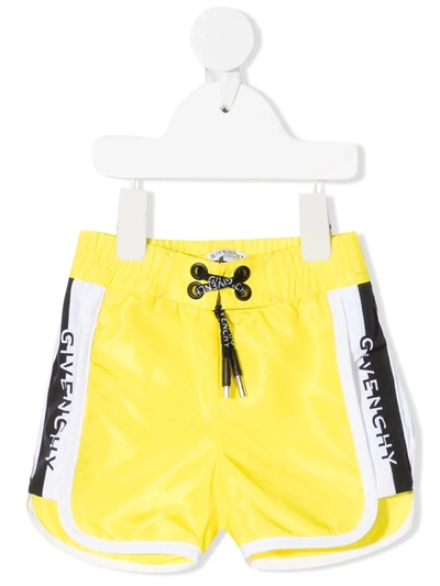 Givenchy Babies' Logo Tape Track Shorts In Yellow