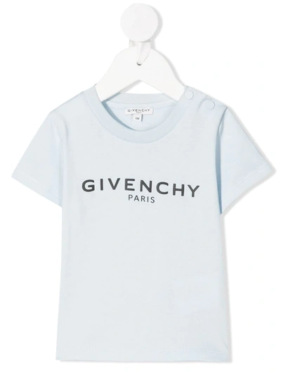 Givenchy White T-shirt For Baby Kids With Black And Grey Logo