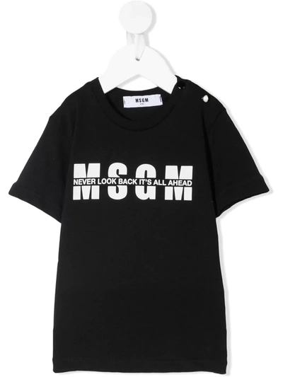 Msgm Babies' Graphic-print Cotton T-shirt In Black