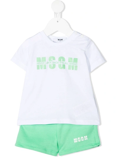 Msgm Babies' Logo-print Two-piece Tracksuit In White