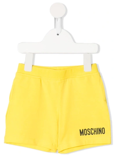 Moschino Babies' Logo-print Track Shorts In Yellow